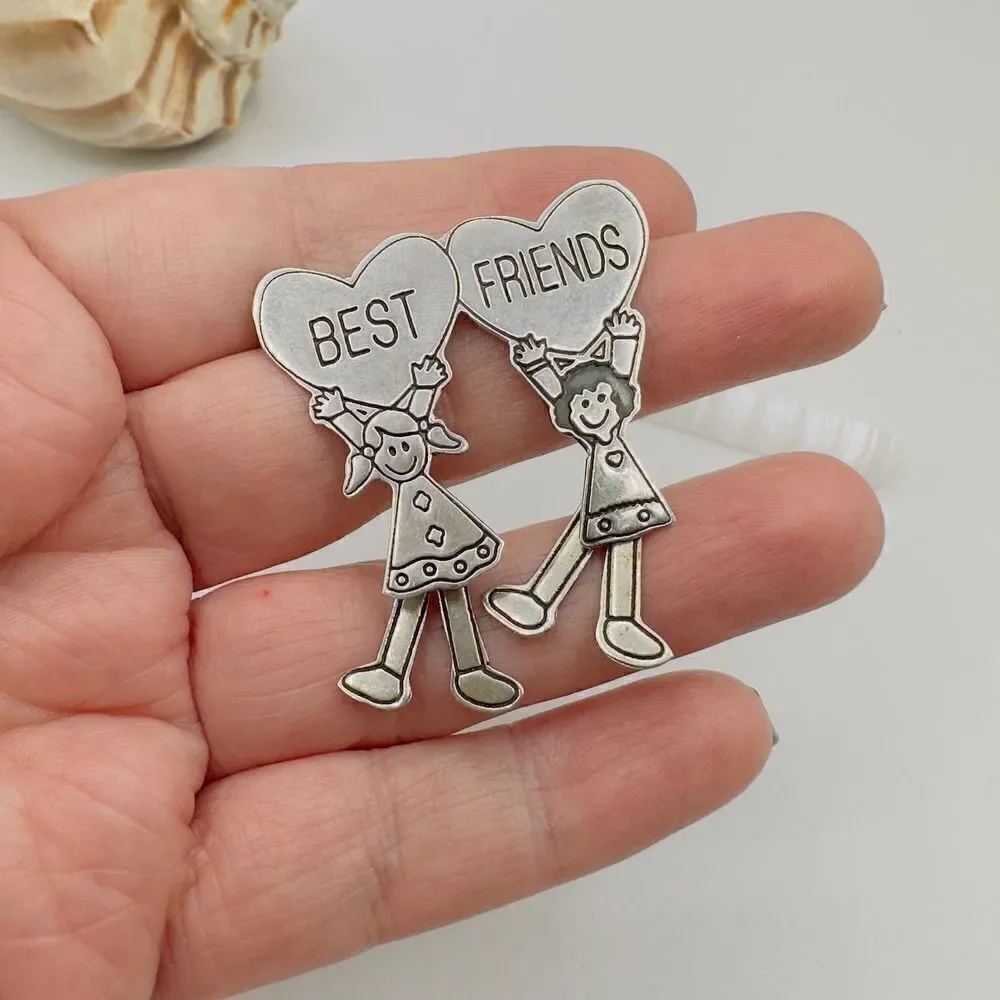 Vintage Best Friends Sterling Silver Mexican Pin